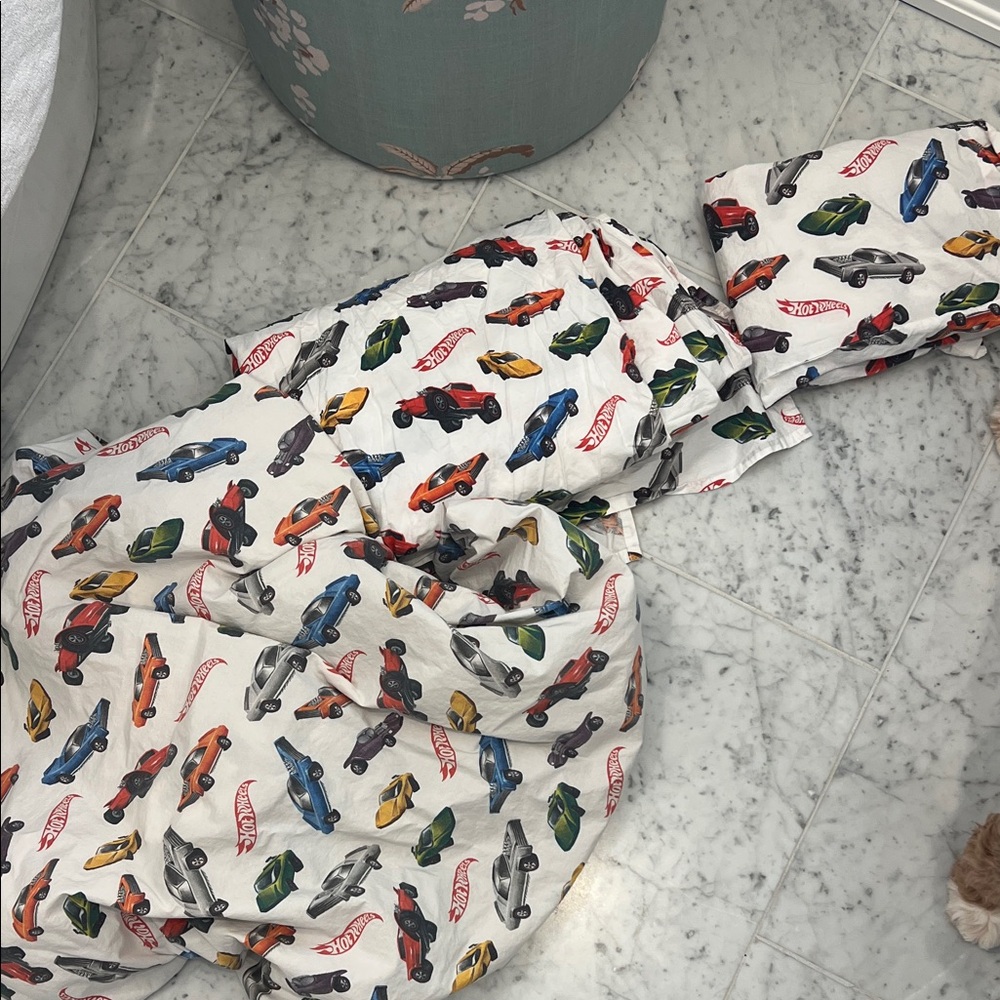 Pottery Barn Kids Hot Wheels twin sheet set